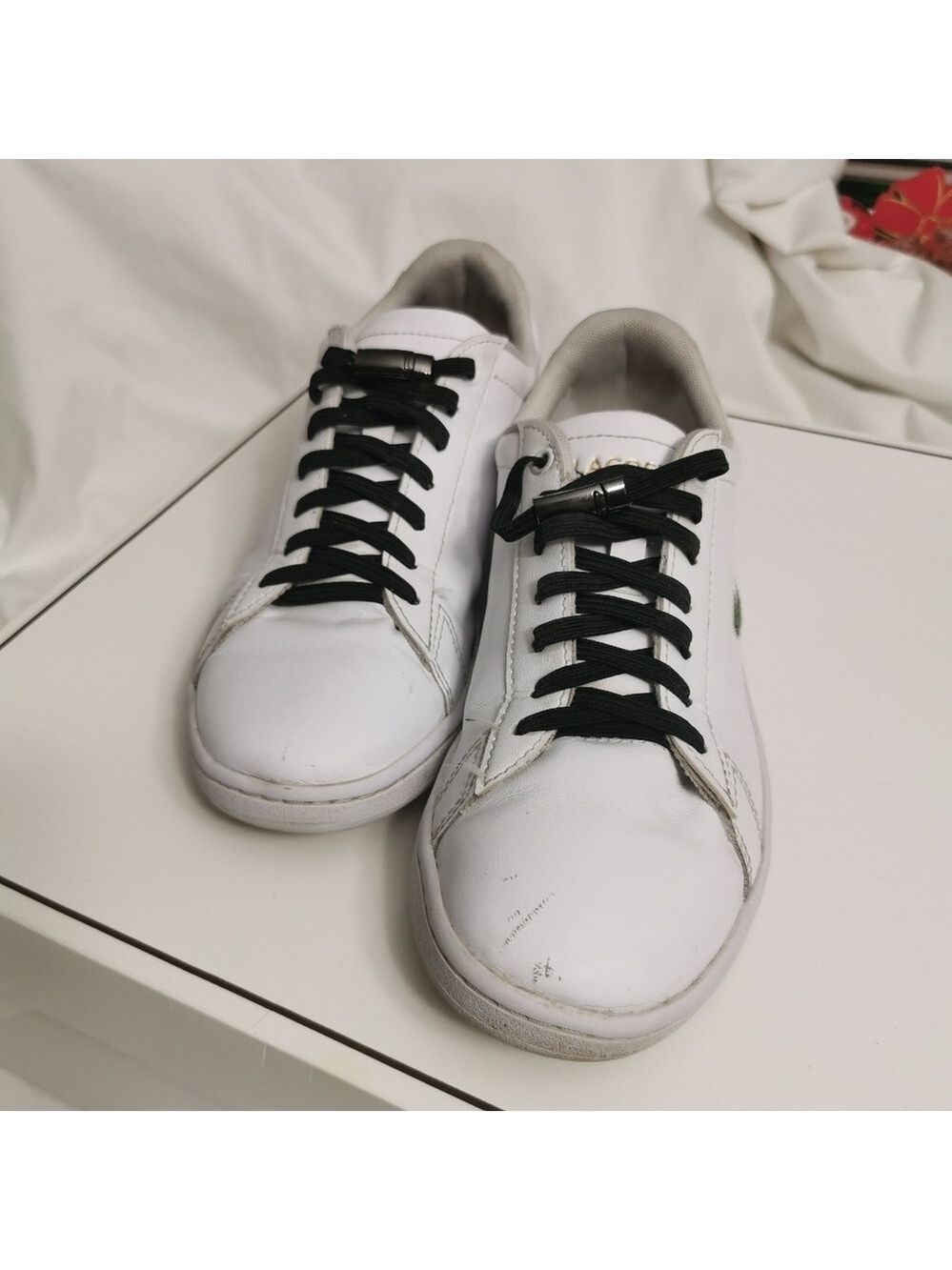 Lacoste White Leather Court Sneakers Gold Logo Women's US 7 - Picture 6 of 14